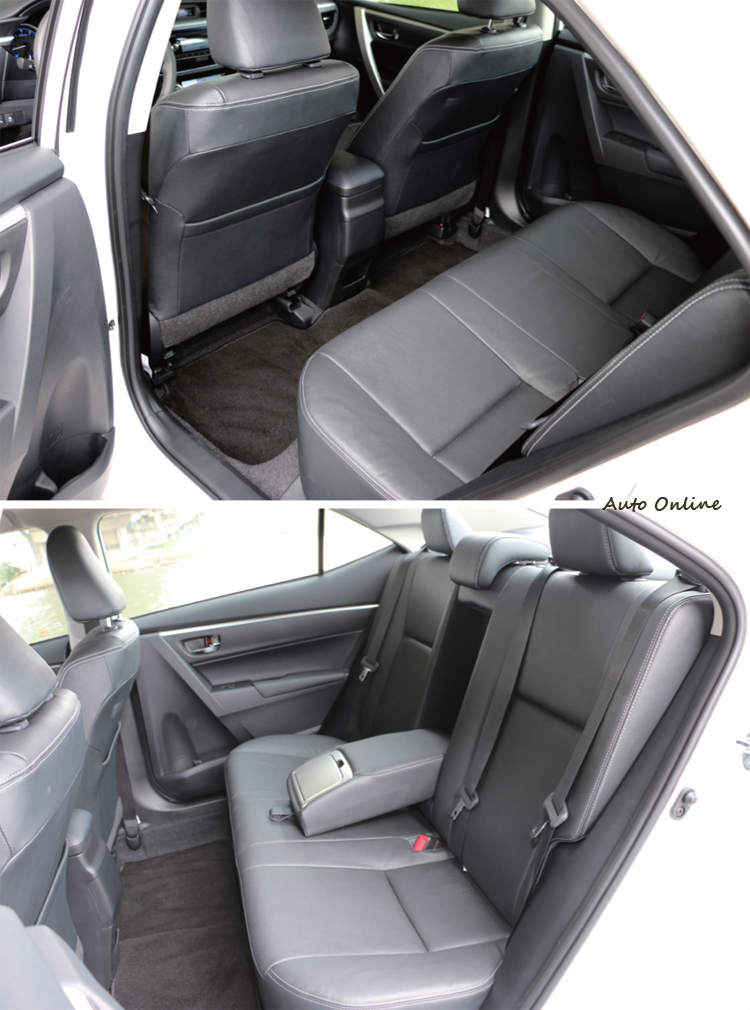 軸距多了10公分,後座腿部空間當然更好,而且全車都有頭枕與三點式安全帶,如果後座也有專屬冷氣出風口就更完美了。