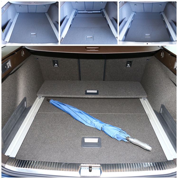 旅行車的滑軌板、兩段高度摺板、遮物捲簾和分隔網都是標配。