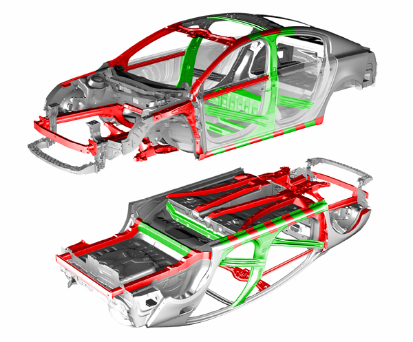 車身結構大量使用超高強度的鋼材,成為被動安全的最佳後盾。