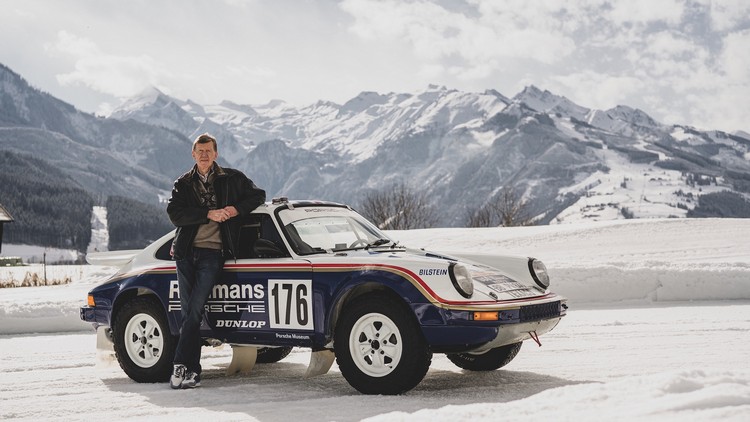 Walter Röhrl與保時捷911 Carrera 3.2 4x4 Paris-Dakar (953)。