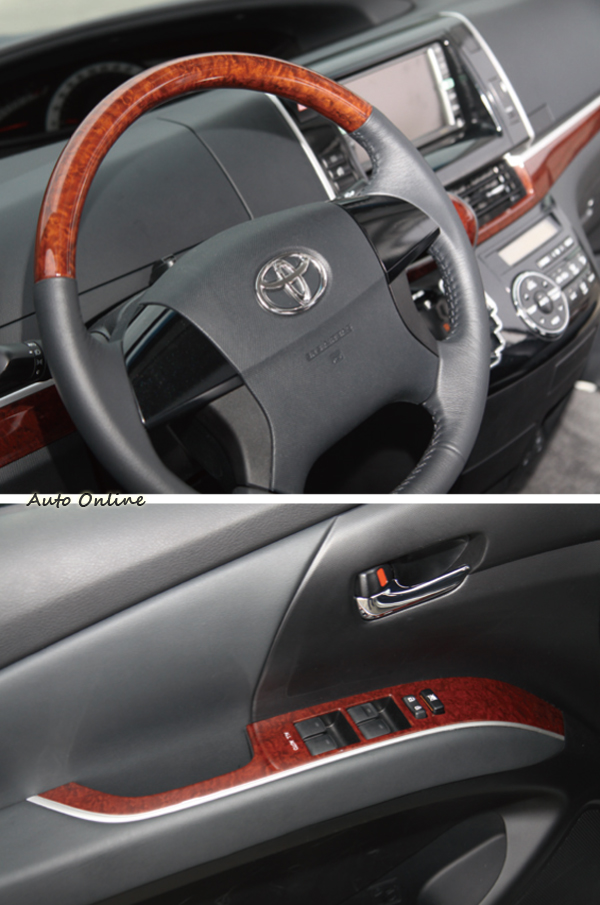 對於黑色內裝我們沒有意見,不過這木紋飾板的搭配實在表現不出它的高級感。