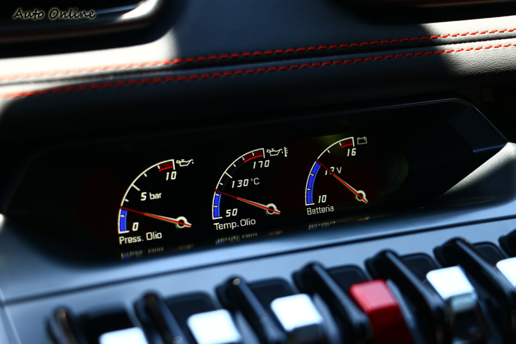 中控台上方5.7吋TFT液晶螢幕,顯示引擎溫度、油壓、電力,調整冷氣會轉變為空調顯示資訊目。