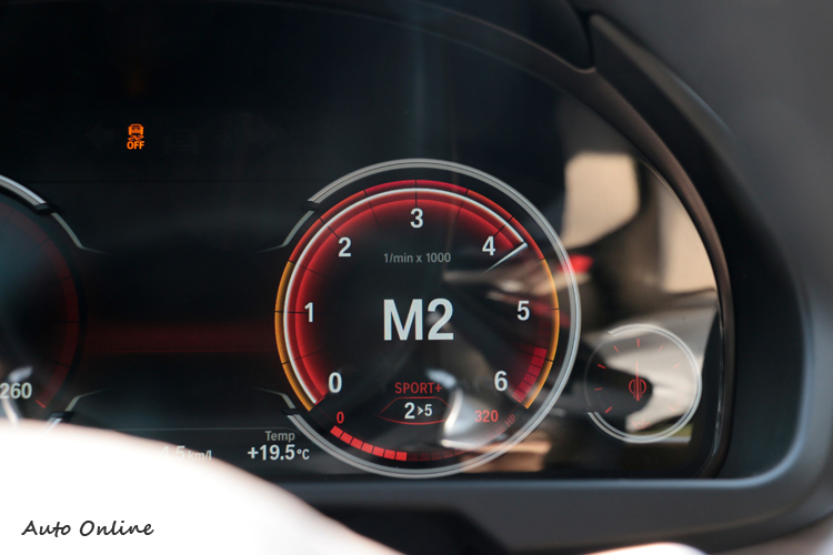 右邊轉速表,當駕駛切換到手動模式,外圈還有超轉燈顯示。