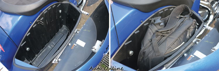 車輛左有兩側有兩個硬殼式馬鞍袋,容積達80公升。